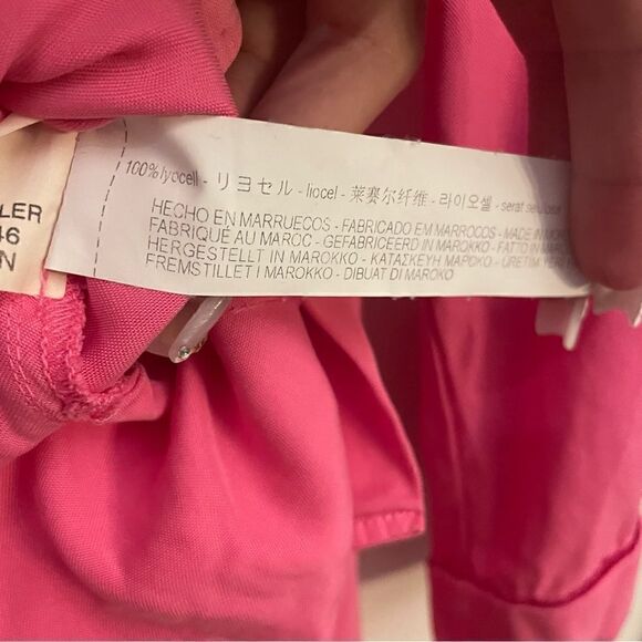 Zara Pink Lyocell Button Down Relax Oversized Midi Shirt Dress Pockets Size XS - Picture 8 of 8